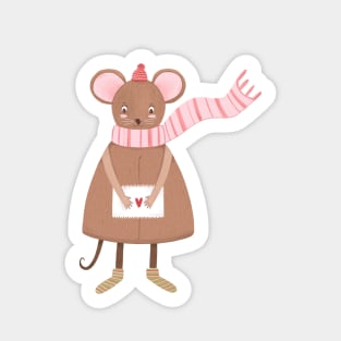 Mouse in a hat with a love letter winter cozy illustration Sticker